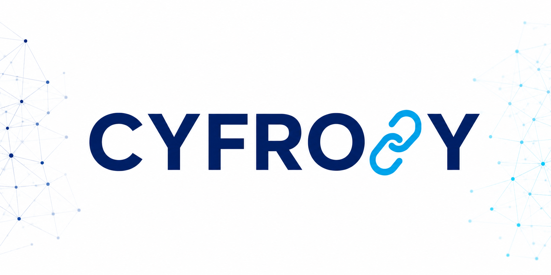 Logo CYFRO🔗Y przedstawiające słowo „CYFROWY” zapisane z symbolem ogniwa łańcucha zamiast litery, na tle sieci połączeń cyfrowych. Symbolizuje cyfrowe obywatelstwo jako brakujące ogniwo łączące kompetencje cyfrowe, prawa cyfrowe, bezpieczeństwo, prywatność i uczestnictwo obywatelskie.